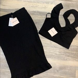 NWT Black Ruffled Midi Skirt Set